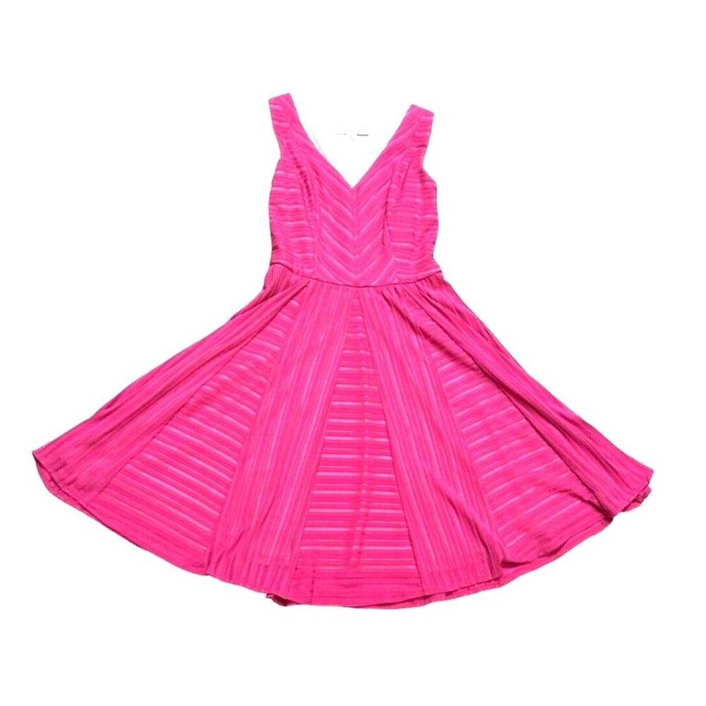 Maggy London dress size 4 Barbiecore bubble gum pink A line Twee coquette stripe